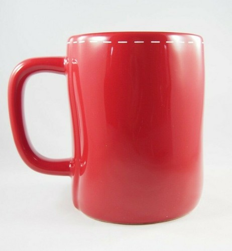 Rae Dunn Magenta 'MERRY CHRISTMAS' White Red Stitch Mug Cup Ceramic Pottery New - Picture 5 of 7