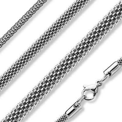 Mesh Snake Chain Womens Silver Stainless Steel 4mm 20-Inch
