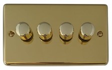 G&H CB524 Standard Plate Polished Brass 4 Gang 2 Way LED Dimmer Switch