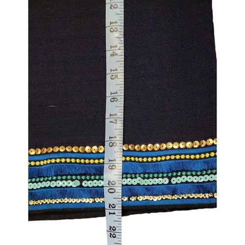Talbots Women's Sequin Trim Skirt Black Multi Size 14 Cotton Blend Lining Polyes - Picture 7 of 9