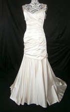 Judd Waddell 8 Silk Ivory Wedding Dress Mermaid Swarovski Cap Sleeves Crystals