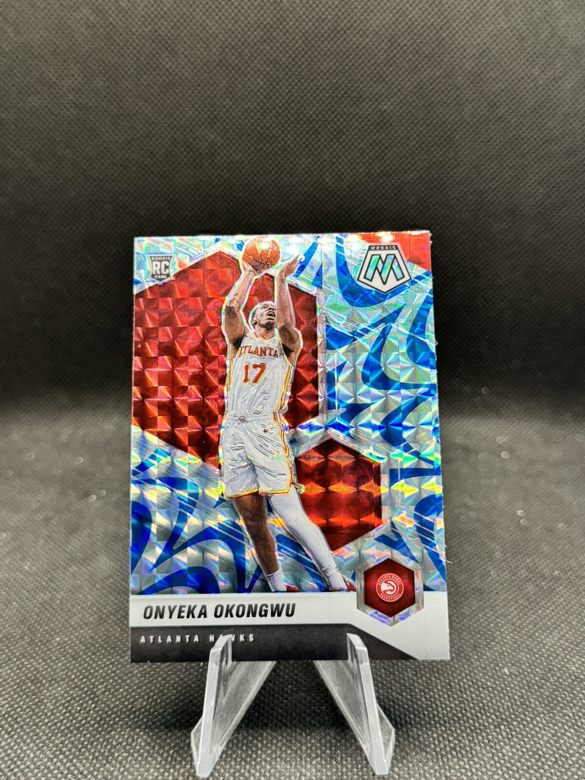 2020-21 Panini Mosaic Onyeka Okongwu Blue Reactive Prizm RC #225 Atlanta Hawks
