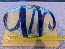 Bjorn Ronnquist IKEA Blown Glass Vintage KARISMA Handmade Art Display Blue Swirl