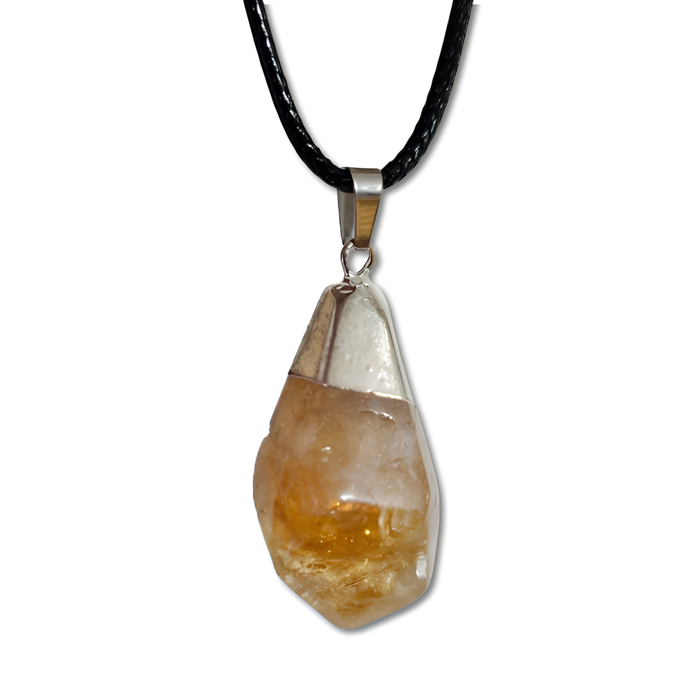 Citrine Point Pendant 925 Silver Natural Crystal Gemstone Necklace  Jewellery