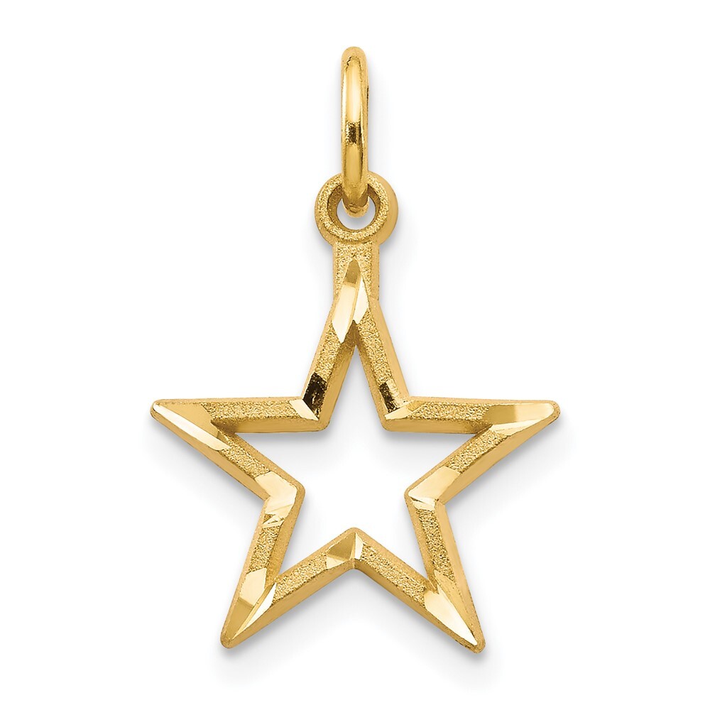 10k Yellow Gold Diamond-Cut Flat Back Star Charm Pendant 0.55g 20mm
