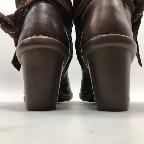 EL NATURALISTA Tall Boots Sz 39 Brown Leather Suede Heel Side Zipper Bow Spain - Picture 9 of 13