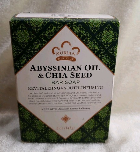 NUBIAN Heritage Abyssian Oil Chia Seed Bar SoapRevitalizing Youth Infusing 5 oz - Picture 4 of 6