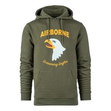 Hooded Sweater Olive  Grey Hoodie US ARMY WWII 101ST AIRBORNE SCREAMING EAGLE