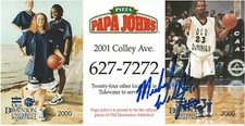 MICHAEL WILLIAMS OLD DOMINION MONARCHS RARE 2000-01 SIGNED BASKETBALL SCHEDULE