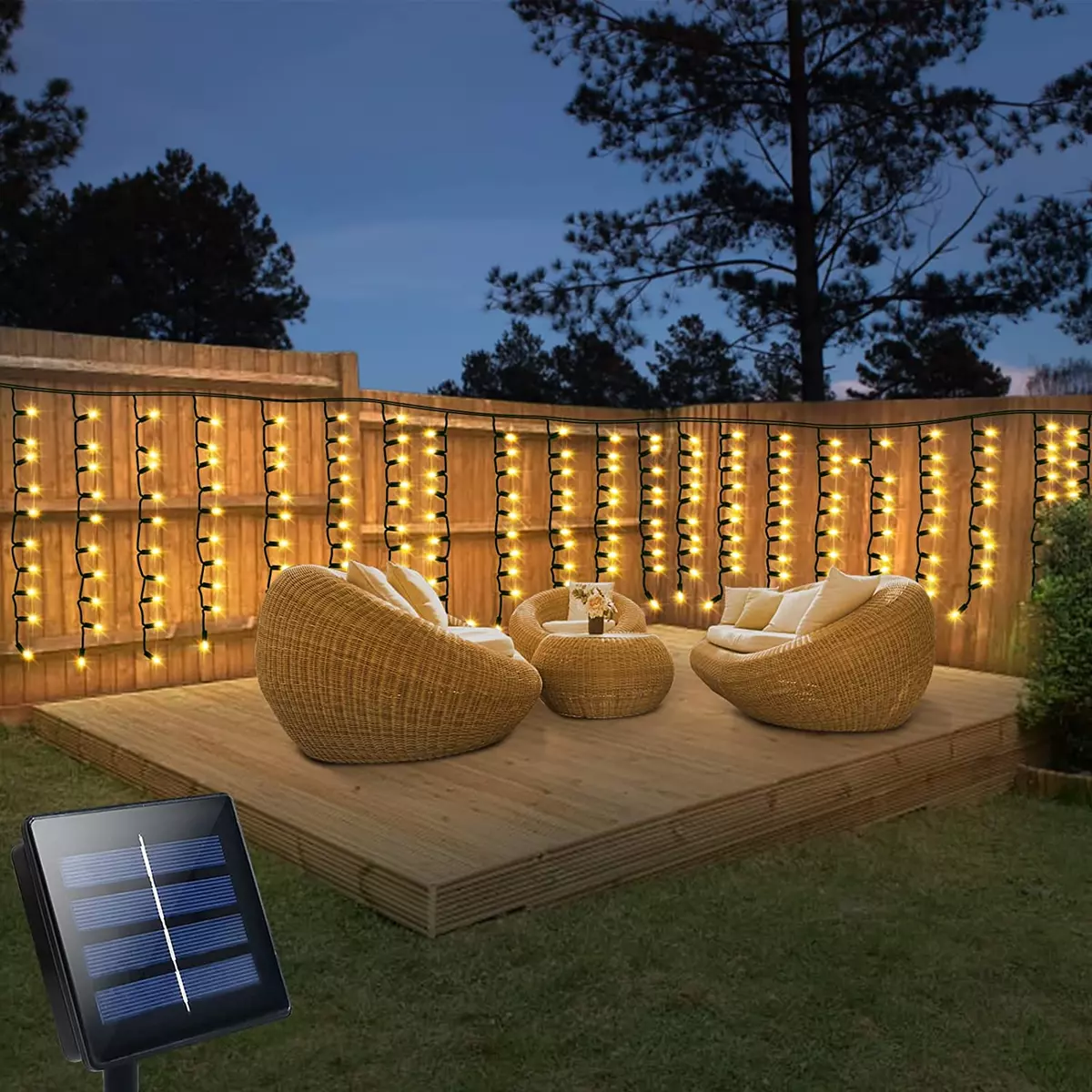 Solar backyard fence sale lights