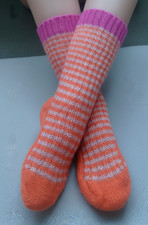 Pink and Orange Striped Socks - Handmade Vibrant Wool Booties