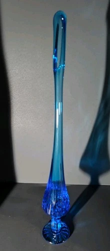 antique Fenton swing glass Vase Cobolt Blue 17" Inches Tall MCM beautiful piece.