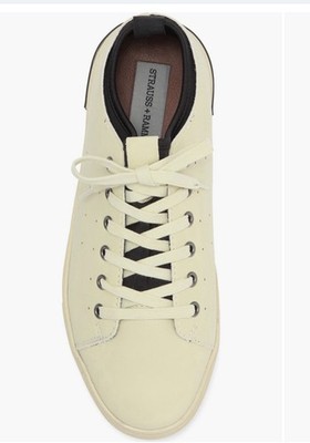 STRAUSS + RAMM Beige Leather Lace-Up Sneakers with Comfort Accents for Men