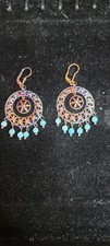925 Sterling Silver Boho Turquoise Bead Dangl...