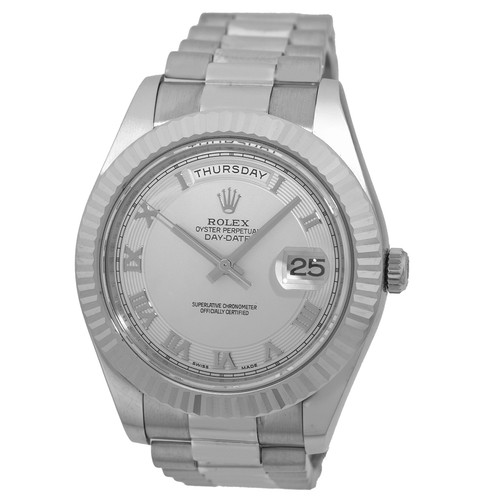 ROLEX 18K White Gold 41mm Rolex Day Date II President 218239 Box Warranty MINTY