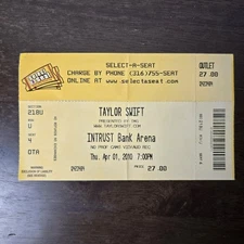 Taylor Swift Fearless 2009 2010 Tour Concert Ticket Stub Intrust Bank Wichita KS