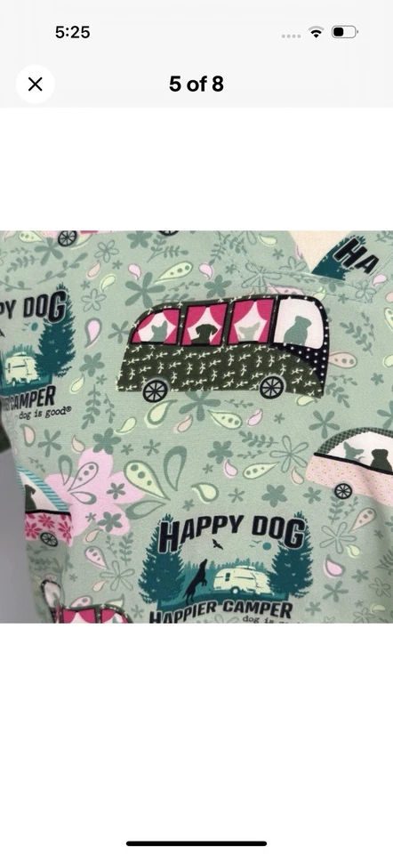 Blusa Médica Cherokee Dog Is Good 2X Verde Happy Camper Perros Tecnología Veterinaria Nueva con Etiquetas Foto 4 de 4