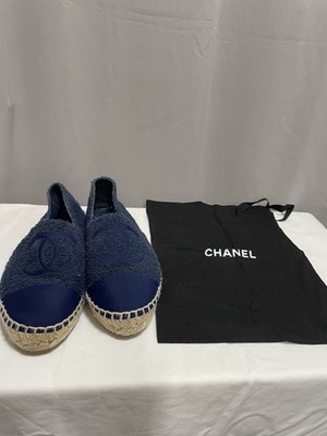 Chanel Espadrille Wool Cap Toe CC Sandalen Größe UK 6 EU 39