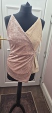 Oyster Pink Velvet / Sequin  Wrap Top Size 14 Asymmetrical NWT Next
