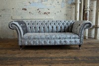 Chesterfield Sofa 3 Sitzer Couch Design Braun Polster Sitz Garnitur Leder Textil