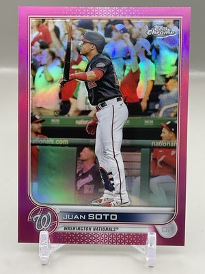 Juan Soto 2022 Topps Chrome Pink Refractor Washington Nationals Card No. 129