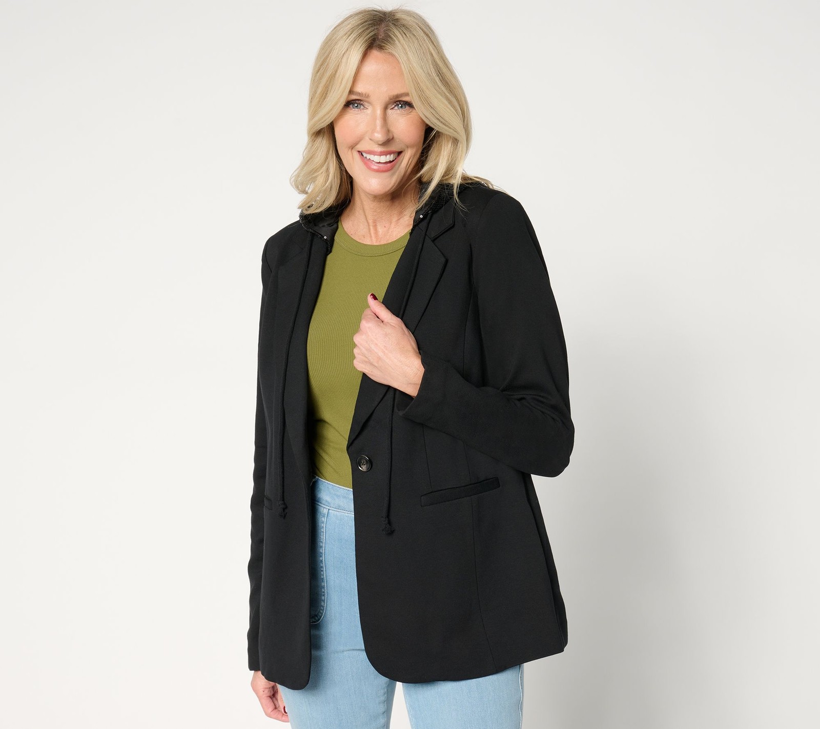 Belle by Kim Gravel Women's Jacket Sz L Shine On Sequin Chic Ponte Black A670954