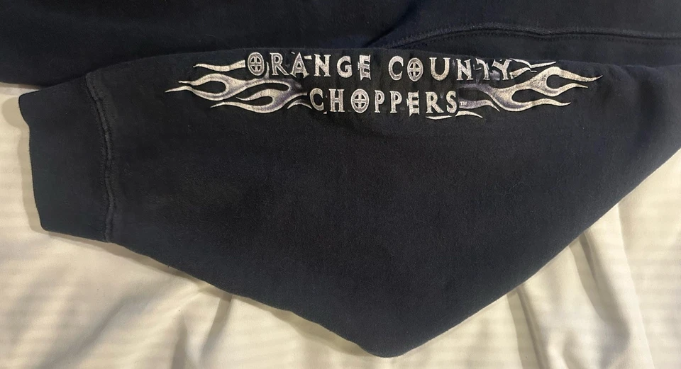 Sudadera con Capucha De Colección Orange County Choppers Para Hombres 2XL Azul Motociclista Perro Gráfico Logo Y2K Foto 3 de 4