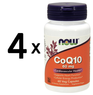 4 x NOW Foods CoQ10, 60mg - 60 vcaps (305,28 EUR/kg)