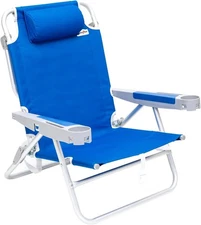 SUNNYFEEL Extra Wide 28" Low Beach Chair 5 Position Lay Flat, XL Oversized Porta