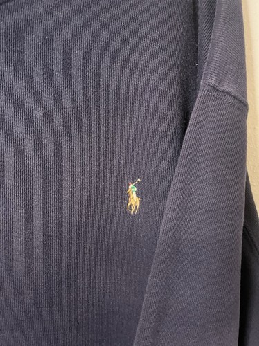 Polo Ralph Lauren Sweater Mens 3XB Blue 1/4 Zip Estate Rib Mock Neck Preppy - Picture 2 of 7