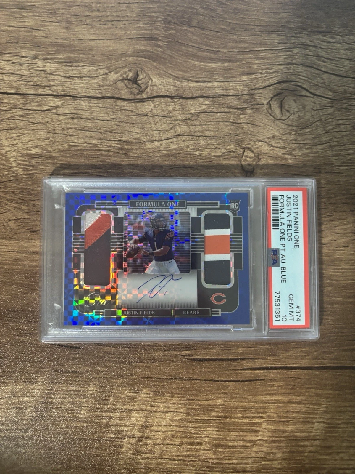 Justin Fields Panini One #374 Formula One Patch Autograph-Blue
