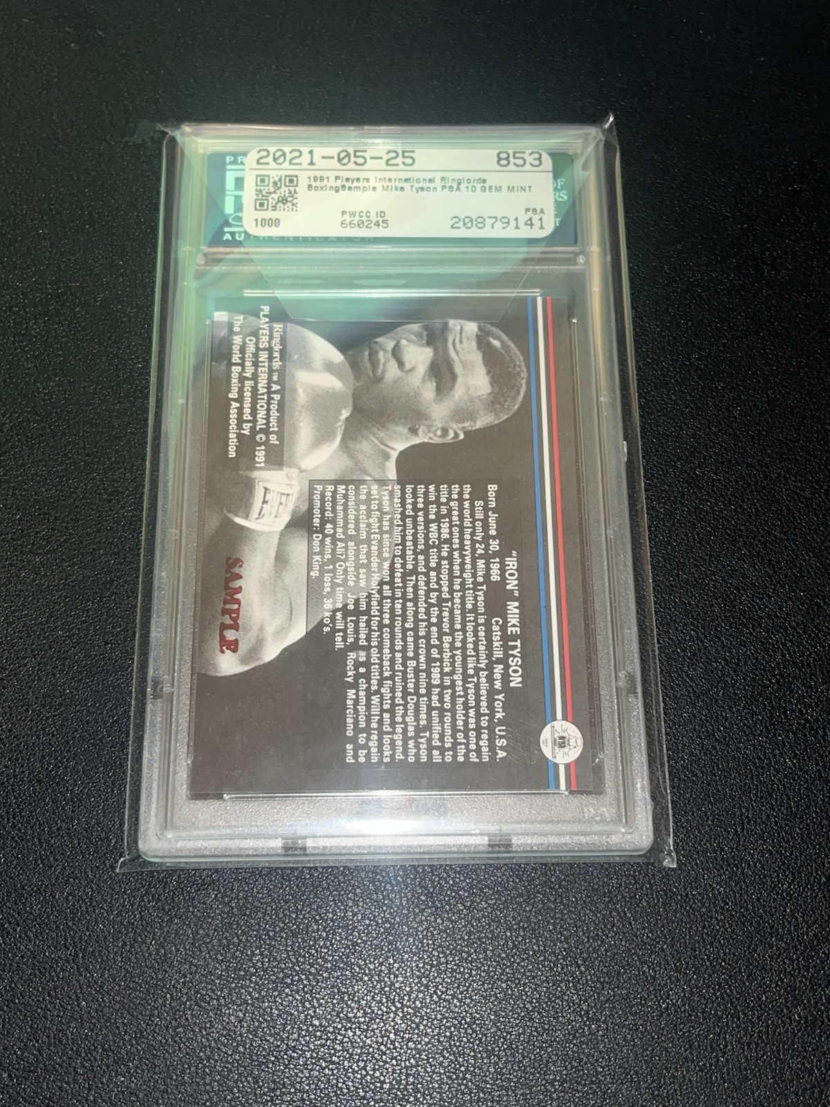 1991 Players International Mike Tyson PSA 10 Gem Mint Ringlords Sample Boxing  view 2