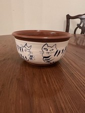 Madrid New Mexico Earthenware Pottery Bowl 8 In. Joni Conrad-Neutha Cats