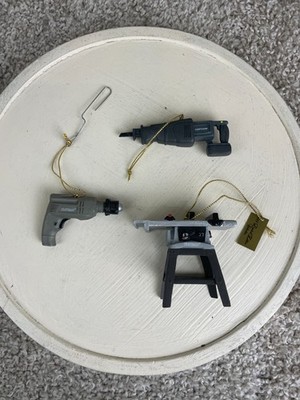 Lot of 3 Vintage Craftsman Tools Miniature Ornament Set Drill & Saw