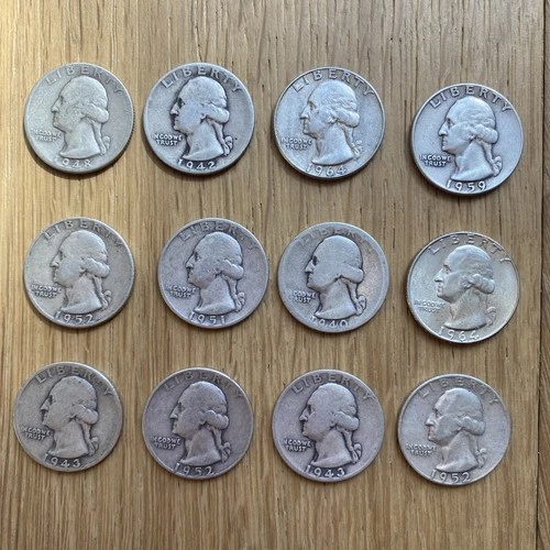 lot of 12 silver US Washington quarters