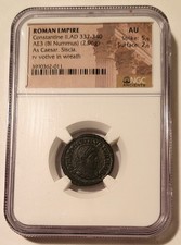 Roman Empire Constantine II AD 337-340 AE3 BI Nummus As Caesar Siscia AU NGC