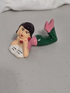 Vintage Plastic Cake Topper Girl Talking On The Phone Figurine Retro