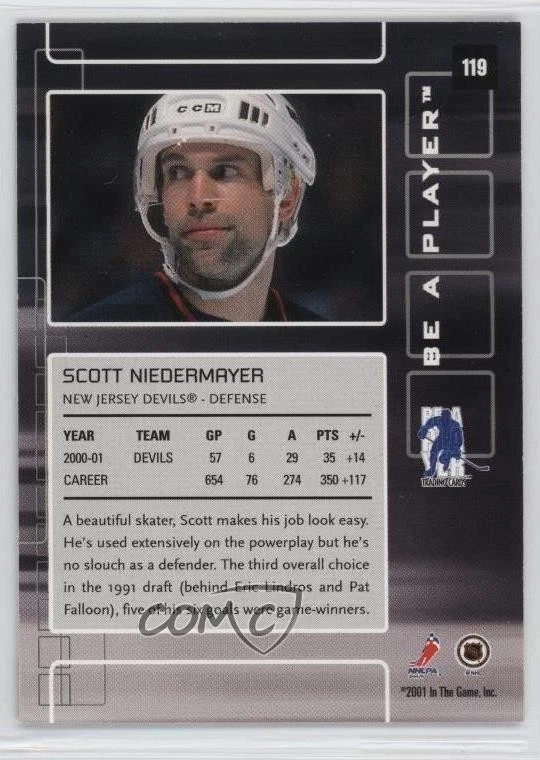 2001 ITG Be A Player Memorabilia Ruby Fall Expo /10 Scott Niedermayer #119 HOF - Image 2 of 2
