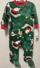 Carter's 6-Month Baby 1-Piece Christmas Santa Fleece Footie Pajamas, Green, New