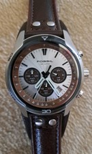 Fossil Coachman Men's Chronograph Watch Brown Leather Strap - Needs Battery