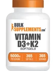 BulkSupplements Vitamin D3 + K2 Softgels - 5000IU-50000IU - 360-365 Softgels