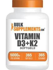 BulkSupplements Vitamin D3 + K2 , 5000IU-50000UI - 365 Capsules