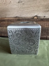 J. Queen Colette Silver Tissue Box Cover Hand Painted