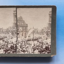 Hartlepool Stereoview Card 3D C1910 Real Photo Mayors Parade Church Sq Co Durham