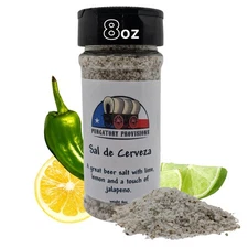 Beer Salt by – 8 oz Sal de Cerveza with Lime, Lemon, and Jalapeno Flavors