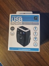 Masterplug Surge Protected USB Charging Power Adaptor, 13A Single Socket, Black