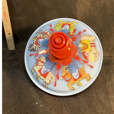 Ohio Art Vintage 1970 Tin Litho Circus Spinning Top Toy, Red