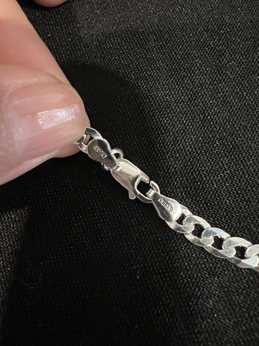 925 Sterling Silver Men's Women's Curb Cuban Link Chain Choker Necklace 18" - Picture 6 of 6