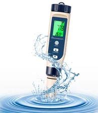 Pool Salt Tester & PH Meter,Digital Salinity Meter 5 in 1 TDS, EC, and Temperatu