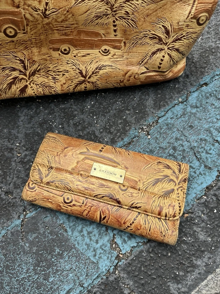 Brahmin Copa Cabana Copper Leather Shoulder Handbag Purse TOTE/ wallet Rare - Imagem 4 de 4